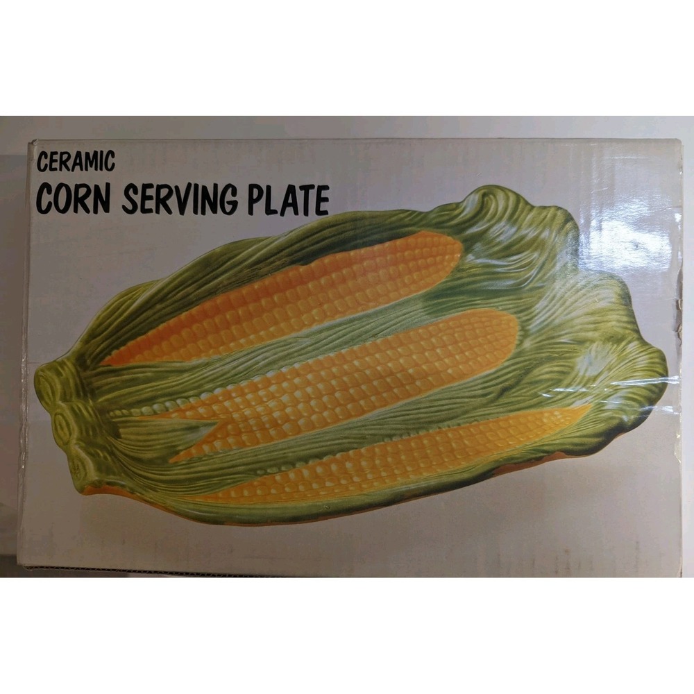 Vtg New In Box Ceramic Corn Platter Vegetables Made In Japan